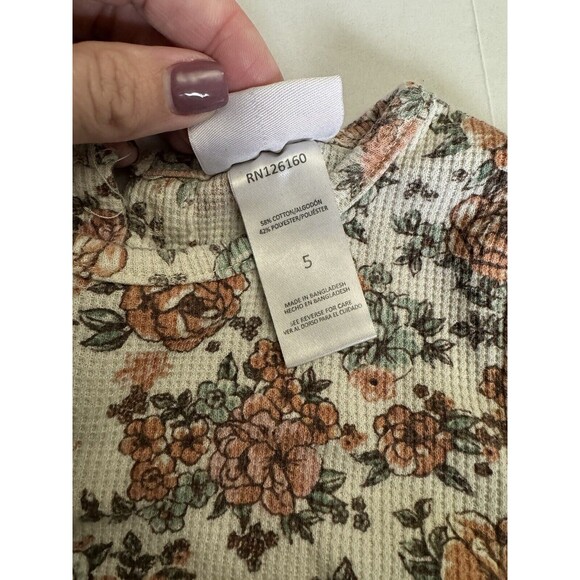 Little Lass Floral Long Sleeve Thermal Shirt Size 5 - Picture 8 of 8